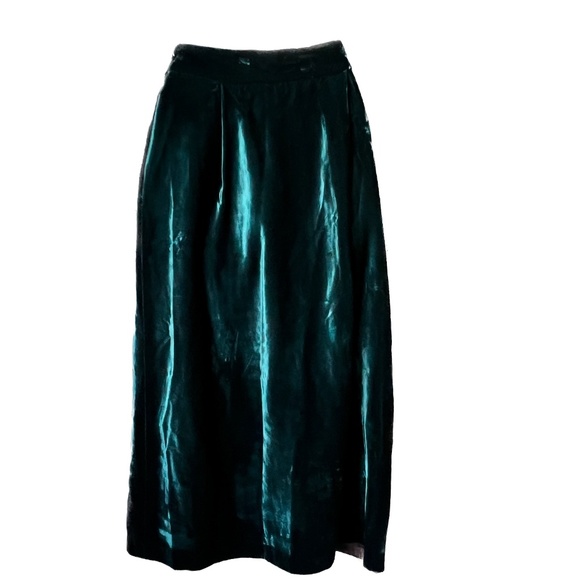 VTG VICTOIRE Skirt Velvet Dark Turquoise Shimmery Union Made Size 6 Soft Lined - Picture 3 of 6